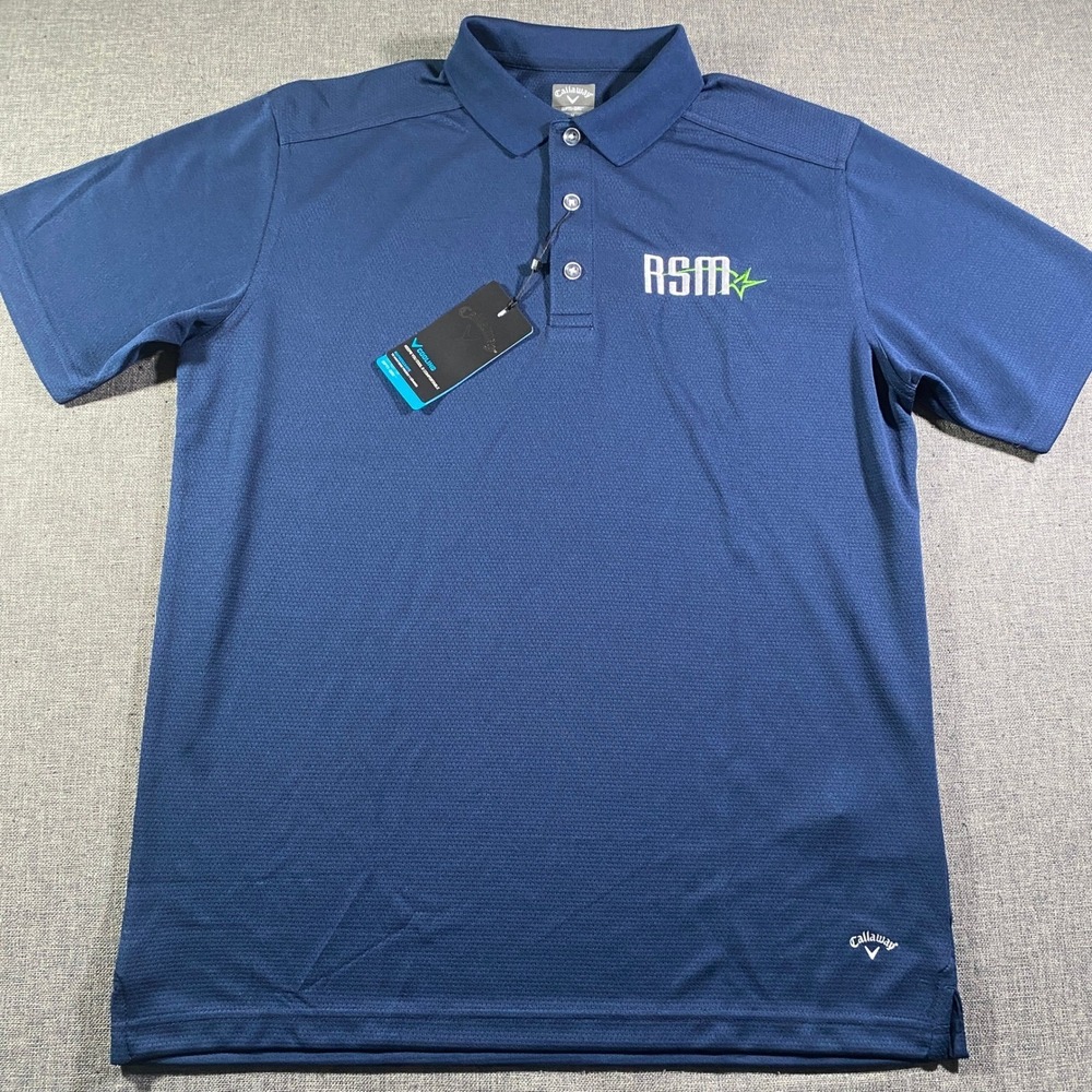 NWT Callaway Opti Dri Mens Navy Golf Polo Shirt Short Sleeve Size Medium New